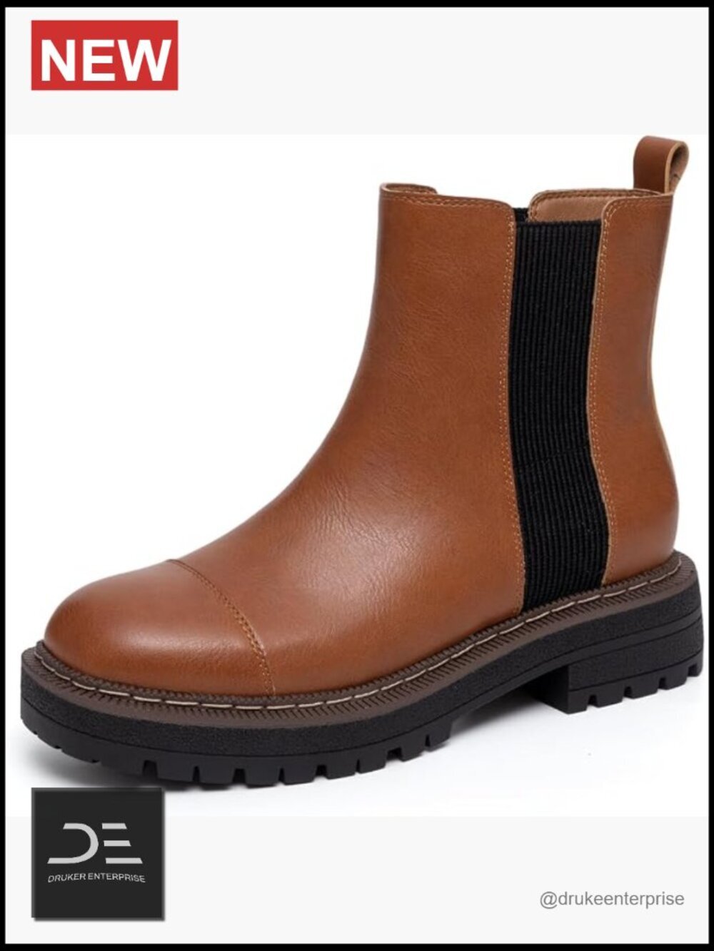 Women's Chelsea Boots Platform Chunky Heel Slip On Elastic Lug Sole Ankle